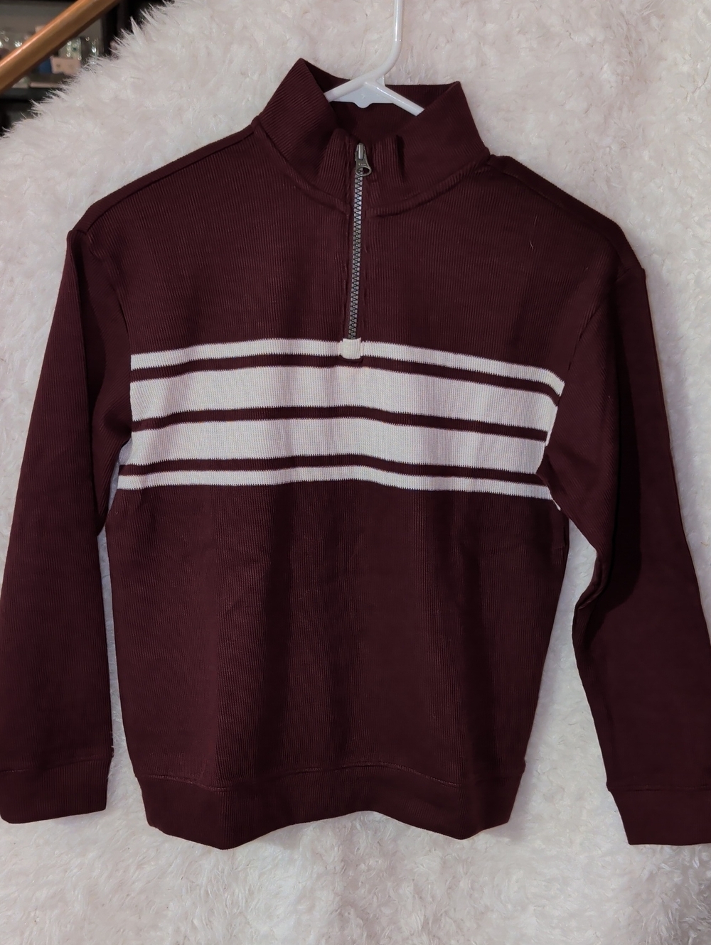 Old Navy Boys Maroon Sweater with White Stripes